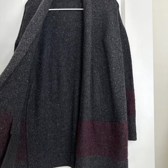 VINCE Wool Cashmere Blend Open Front Long Cardigan in Gray Burgundy Size XS - Picture 4 of 9